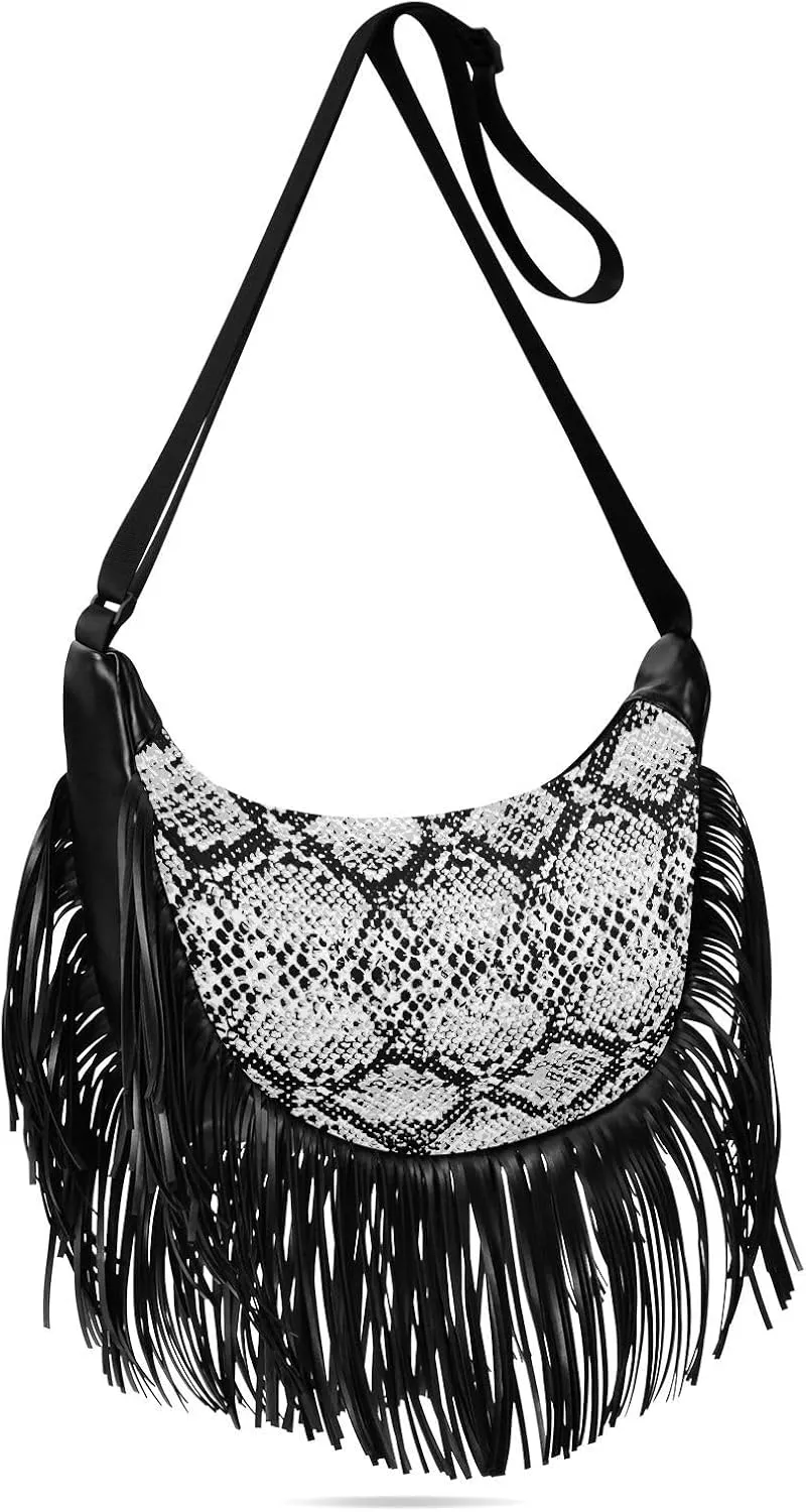 Women's PU Leather Chain Cross Body Bag, Shoulder Handbag Purse with Tassel for Ladies