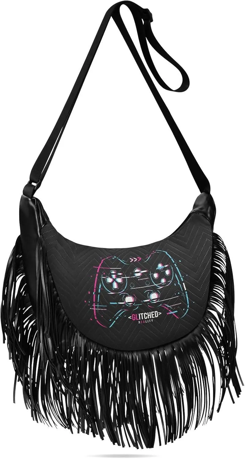 Women's PU Leather Chain Cross Body Bag, Shoulder Handbag Purse with Tassel for Ladies