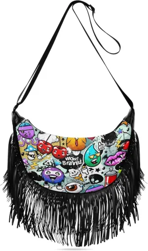 Women's PU Leather Chain Cross Body Bag, Shoulder Handbag Purse with Tassel for Ladies