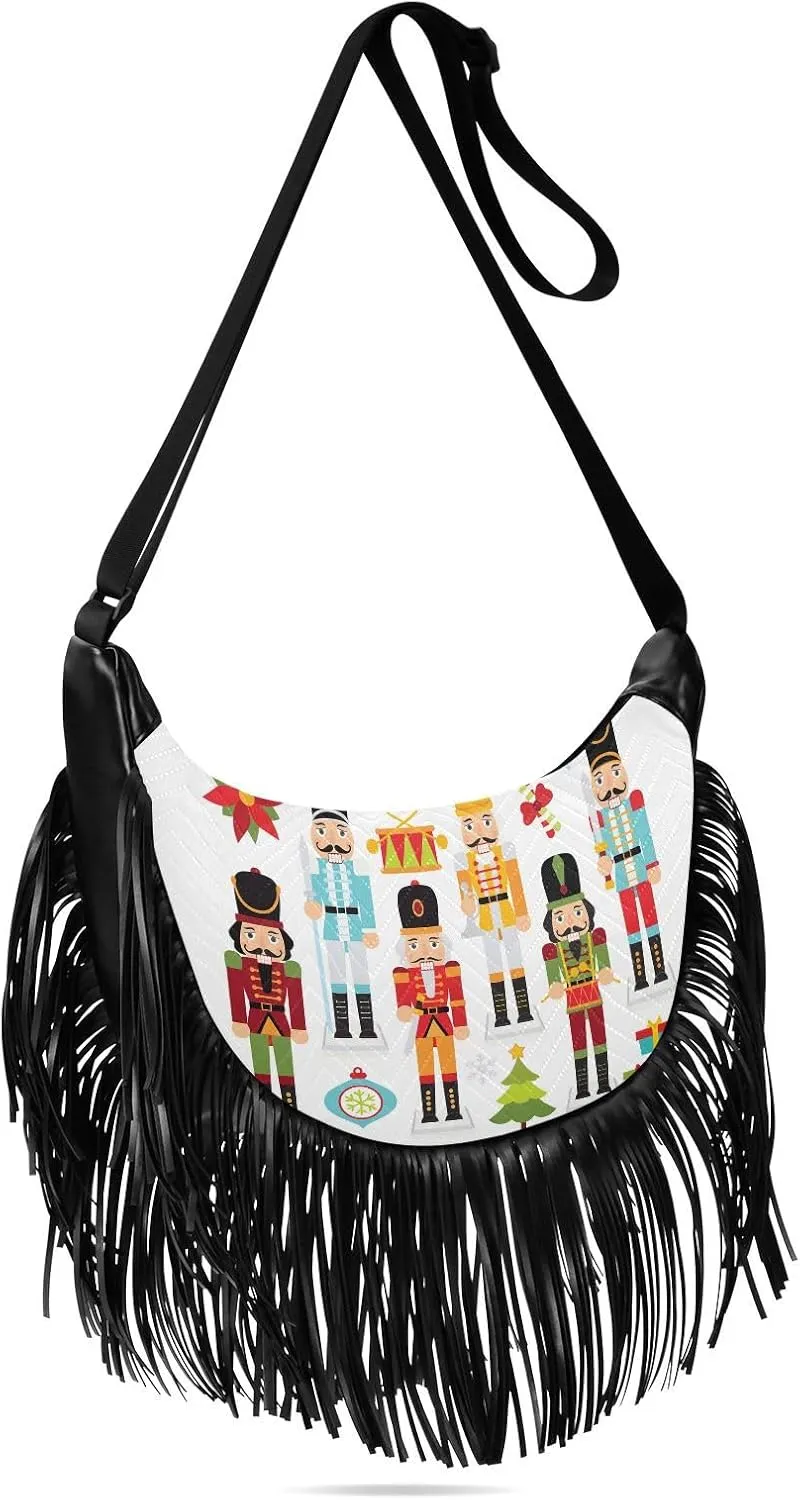 Women's PU Leather Chain Cross Body Bag, Shoulder Handbag Purse with Tassel for Ladies