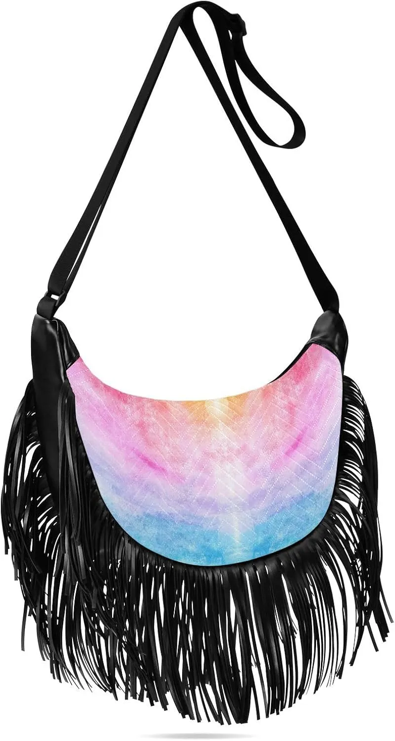 Women's PU Leather Chain Cross Body Bag, Shoulder Handbag Purse with Tassel for Ladies