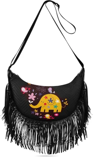 Women's PU Leather Chain Cross Body Bag, Shoulder Handbag Purse with Tassel for Ladies