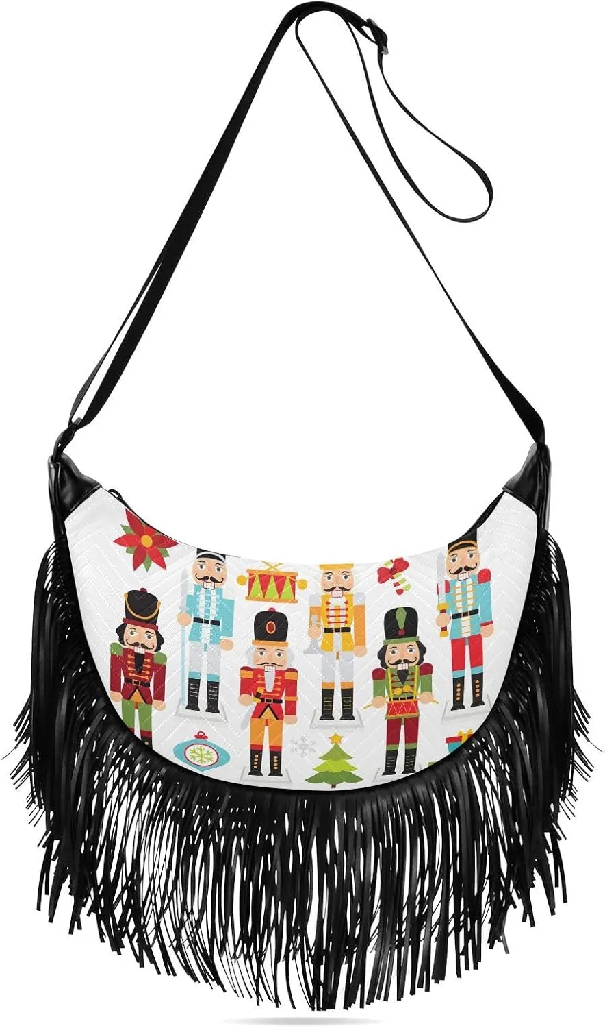 Women's PU Leather Chain Cross Body Bag, Shoulder Handbag Purse with Tassel for Ladies