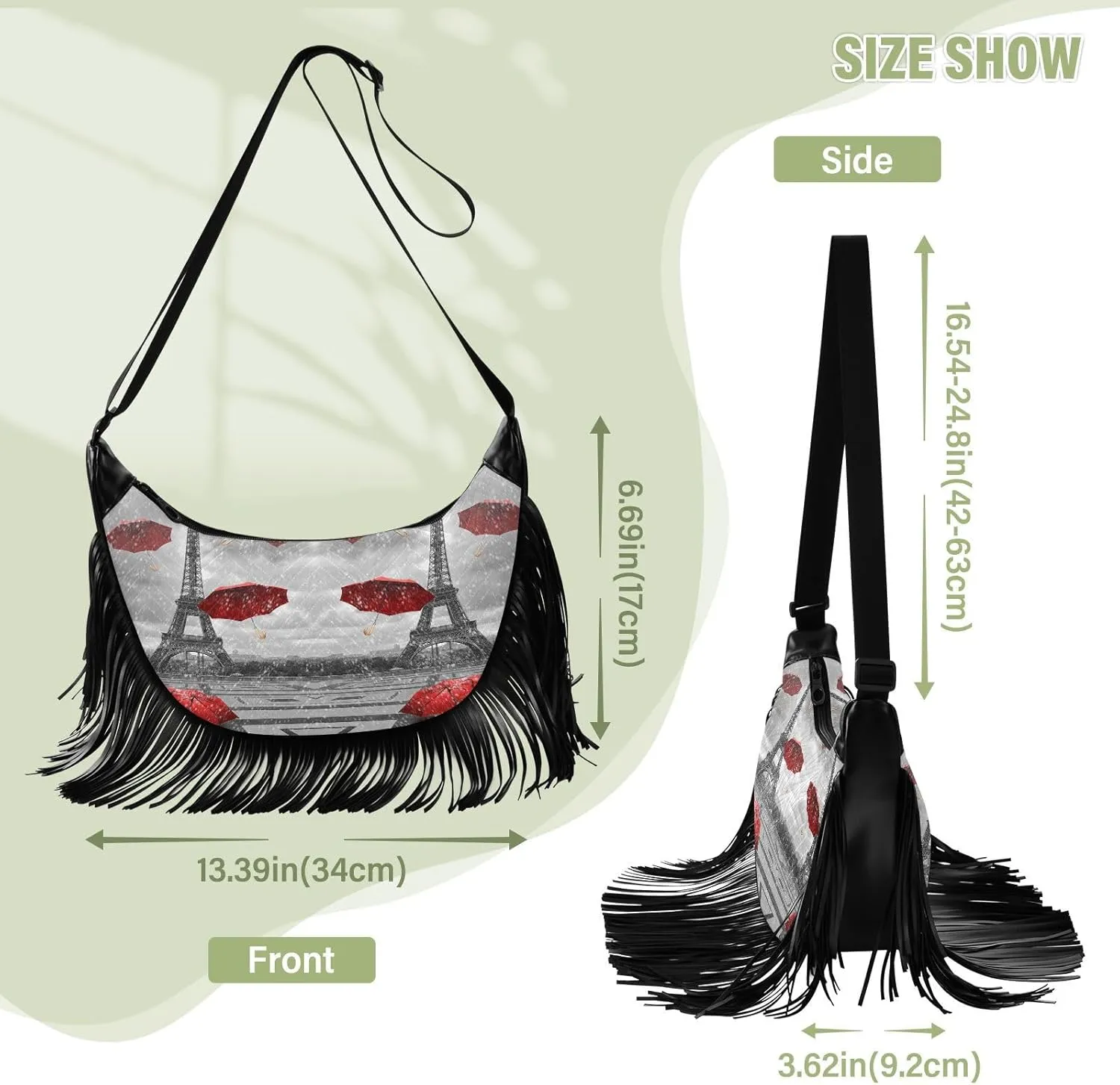 Women's PU Leather Chain Cross Body Bag, Shoulder Handbag Purse with Tassel for Ladies
