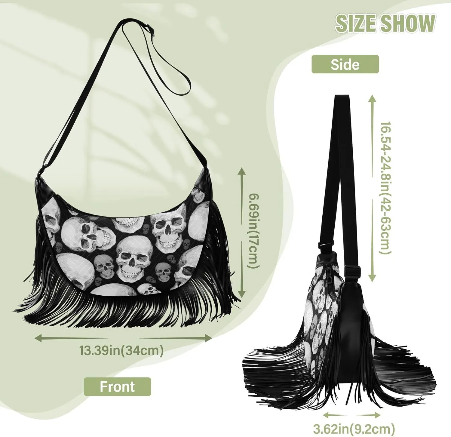 Women's PU Leather Chain Cross Body Bag, Shoulder Handbag Purse with Tassel for Ladies
