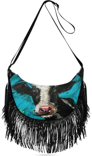 Women's PU Leather Chain Cross Body Bag, Shoulder Handbag Purse with Tassel for Ladies