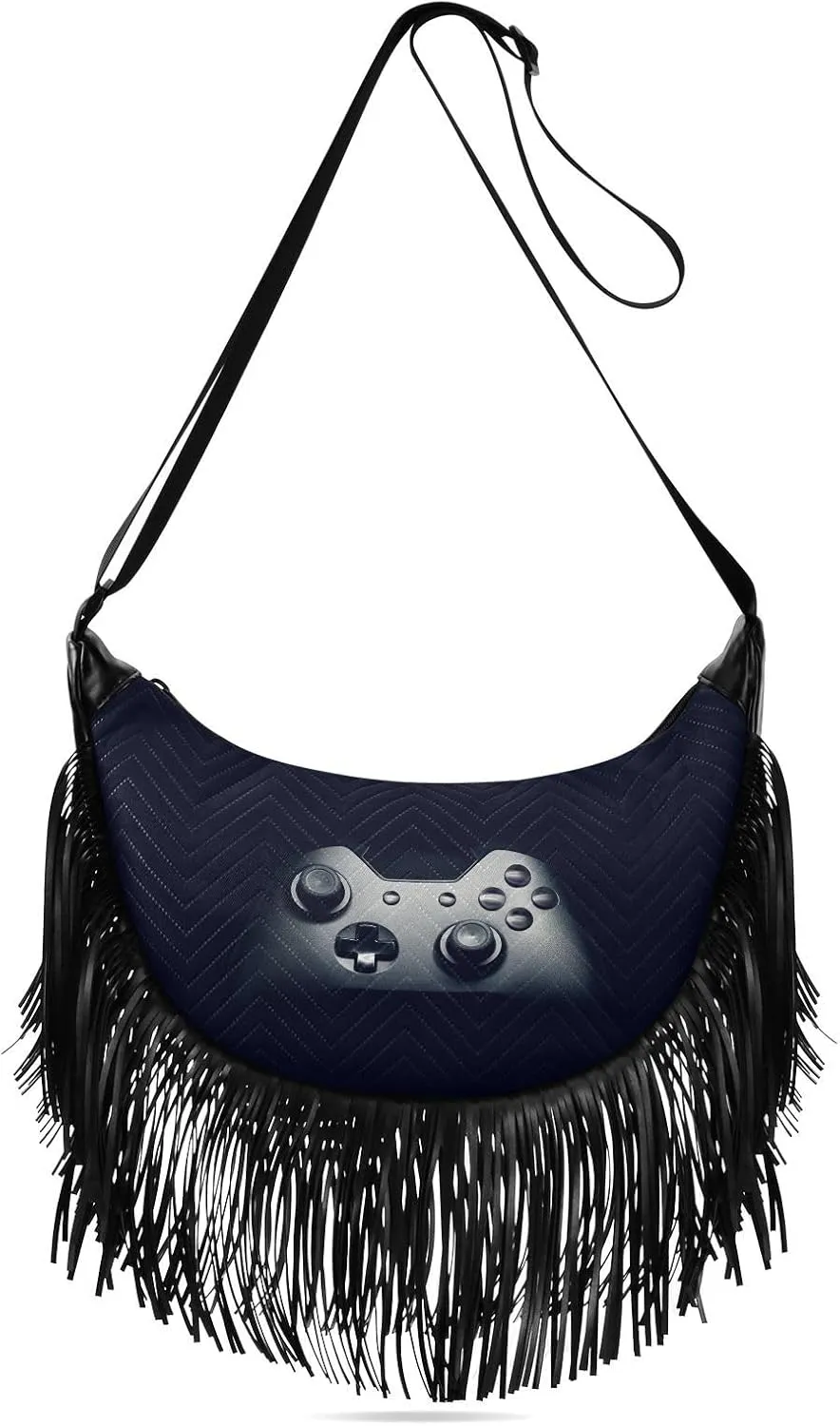 Women's PU Leather Chain Cross Body Bag, Shoulder Handbag Purse with Tassel for Ladies