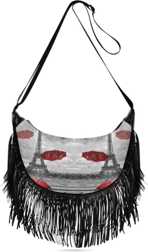 Women's PU Leather Chain Cross Body Bag, Shoulder Handbag Purse with Tassel for Ladies