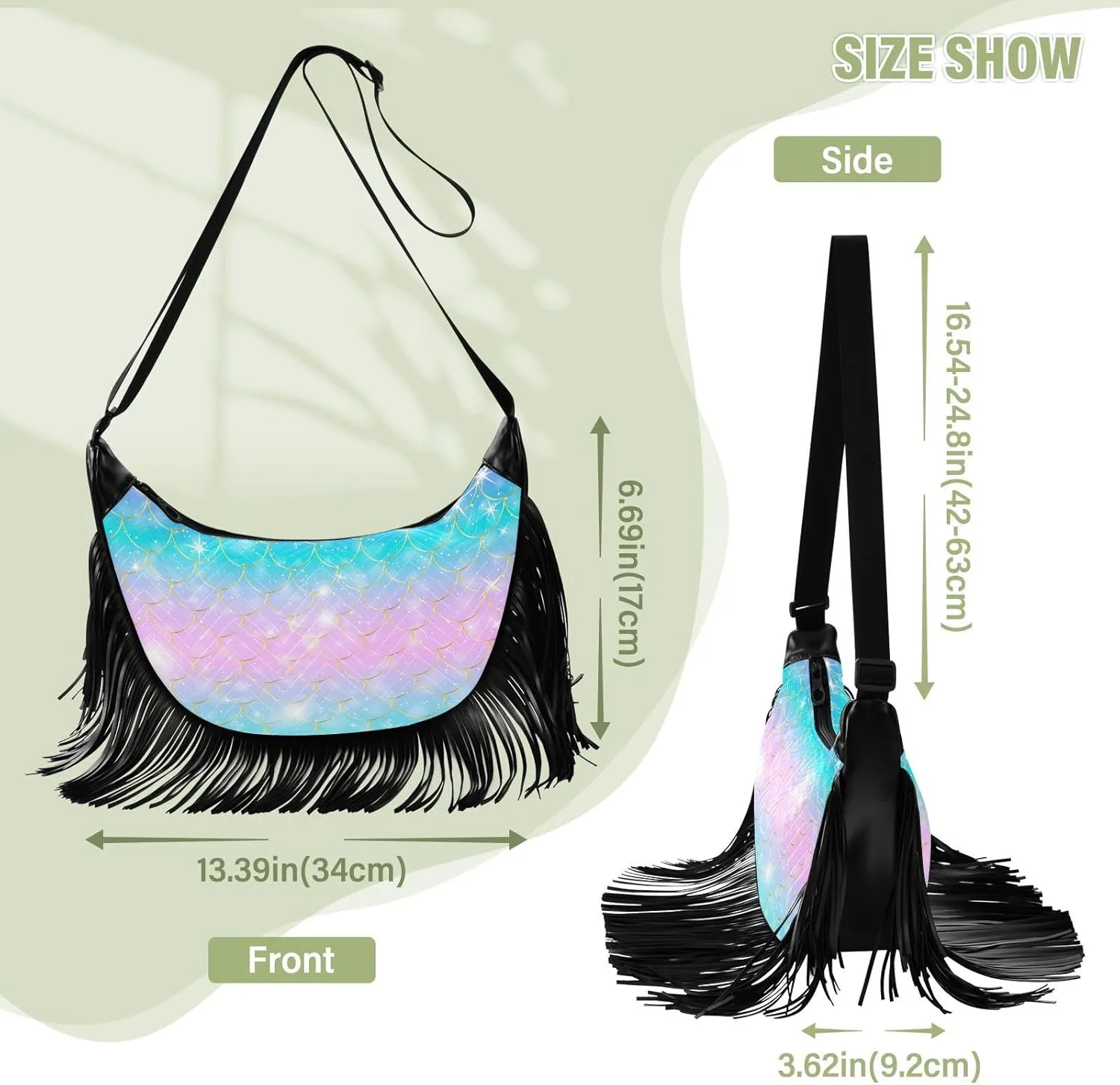 Women's PU Leather Chain Cross Body Bag, Shoulder Handbag Purse with Tassel for Ladies