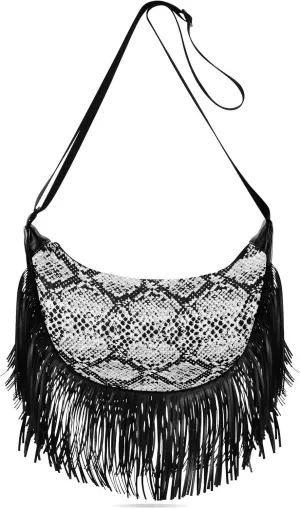 Women's PU Leather Chain Cross Body Bag, Shoulder Handbag Purse with Tassel for Ladies