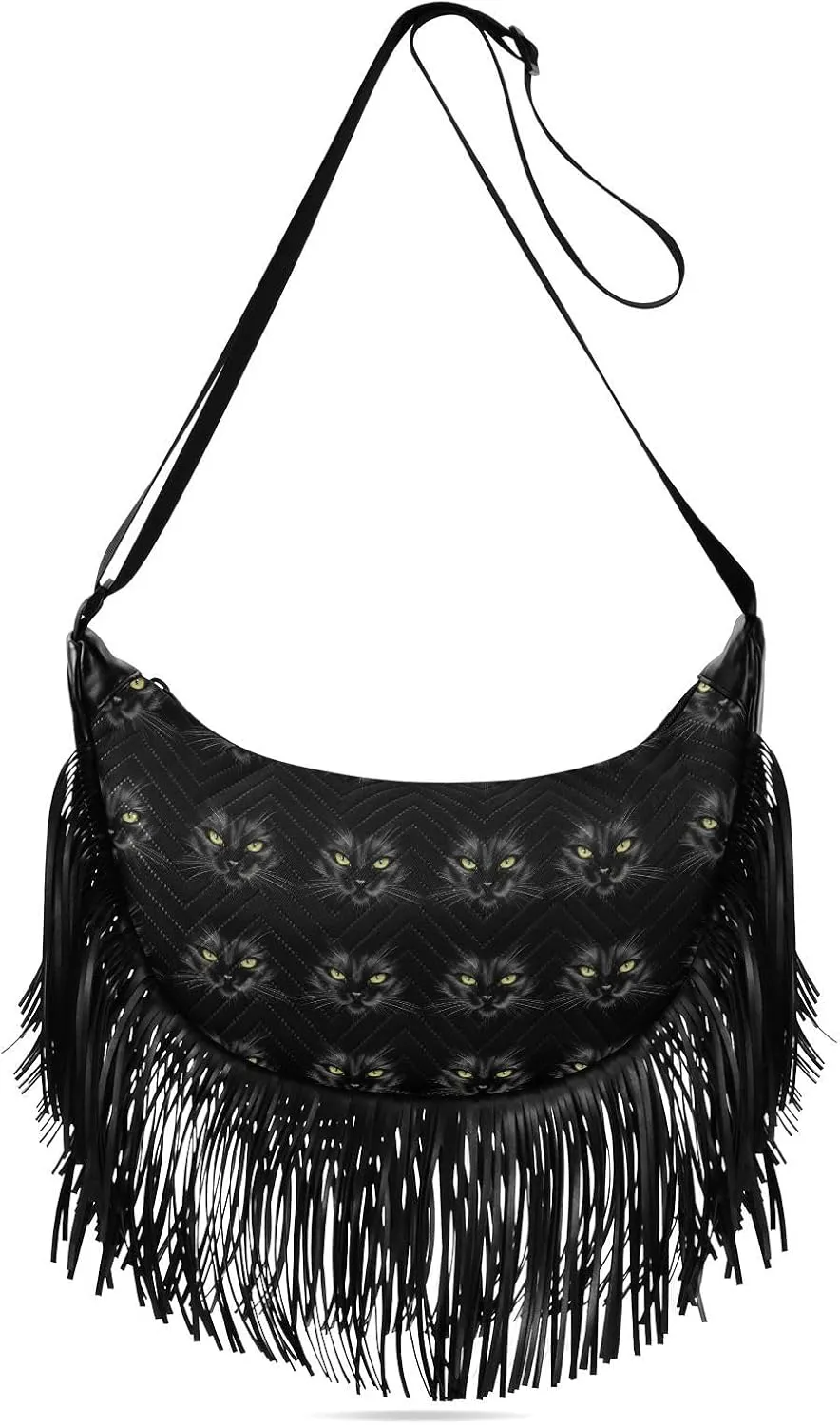 Women's PU Leather Chain Cross Body Bag, Shoulder Handbag Purse with Tassel for Ladies