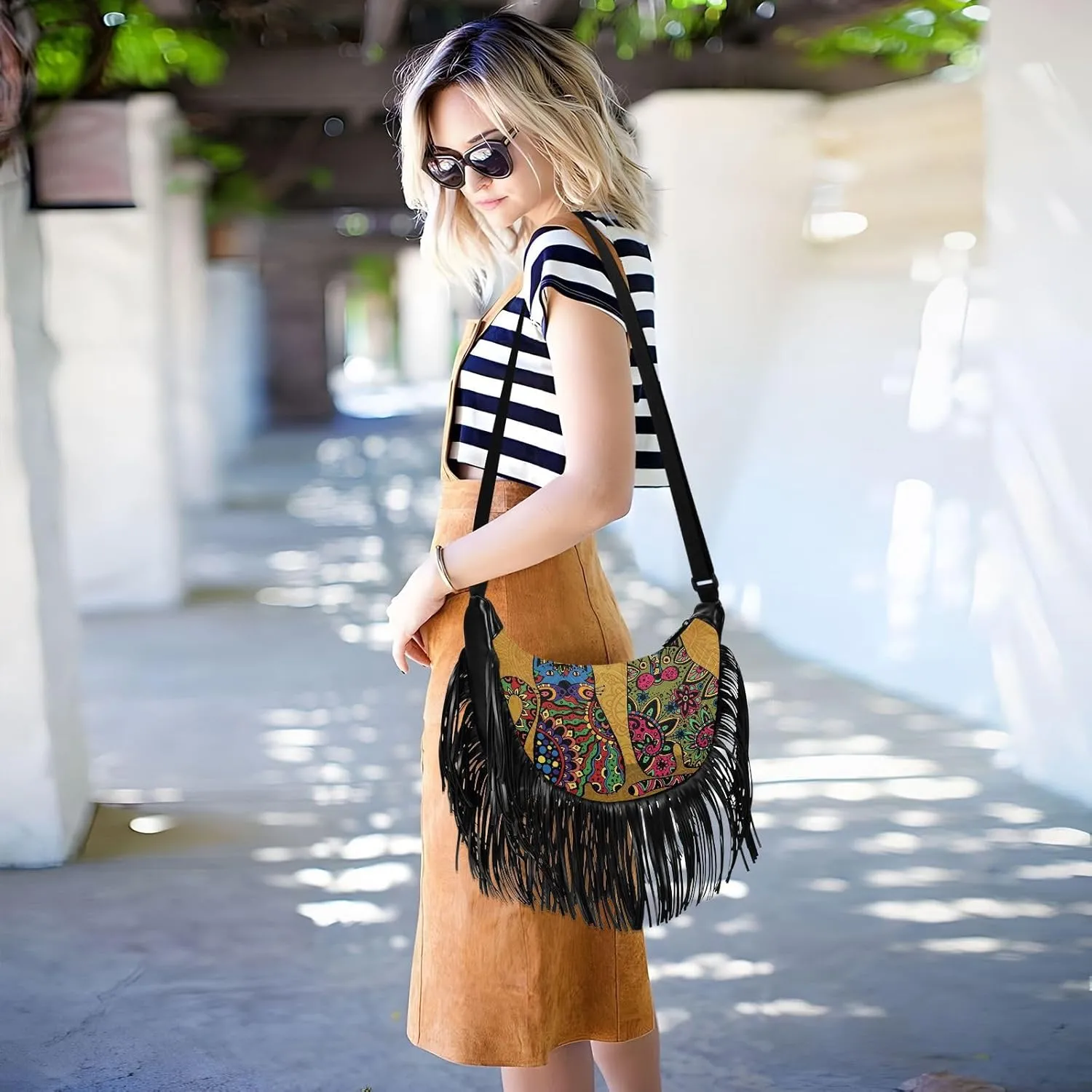 Women's PU Leather Chain Cross Body Bag, Shoulder Handbag Purse with Tassel for Ladies