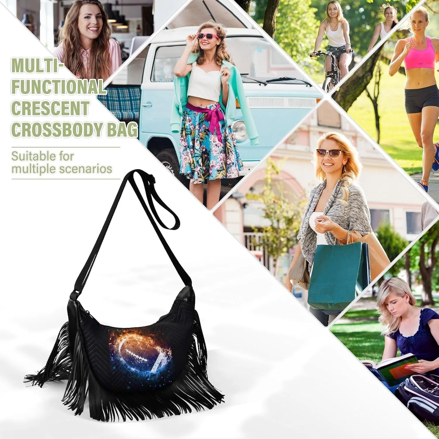 Women's PU Leather Chain Cross Body Bag, Shoulder Handbag Purse with Tassel for Ladies