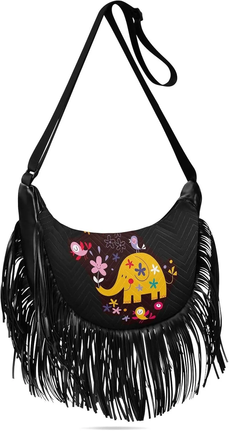 Women's PU Leather Chain Cross Body Bag, Shoulder Handbag Purse with Tassel for Ladies