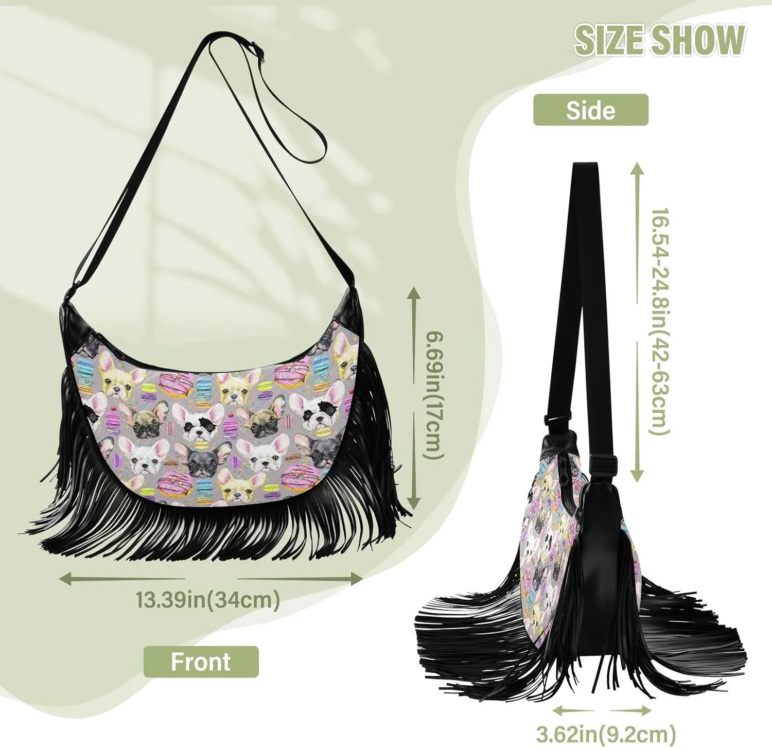 Women's PU Leather Chain Cross Body Bag, Shoulder Handbag Purse with Tassel for Ladies