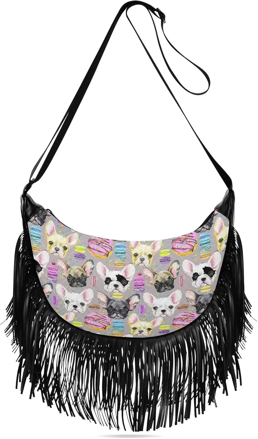Women's PU Leather Chain Cross Body Bag, Shoulder Handbag Purse with Tassel for Ladies