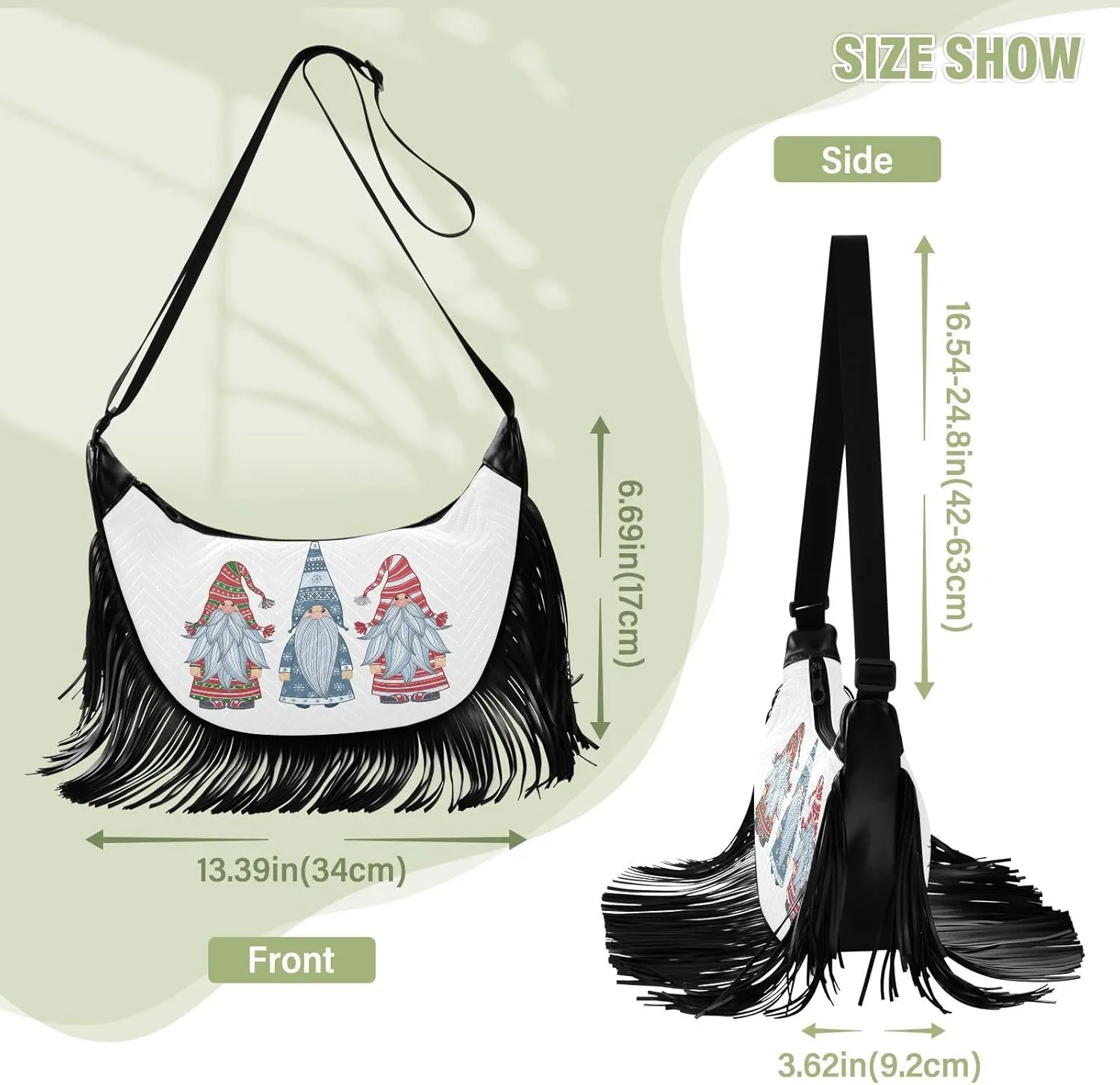 Women's PU Leather Chain Cross Body Bag, Shoulder Handbag Purse with Tassel for Ladies