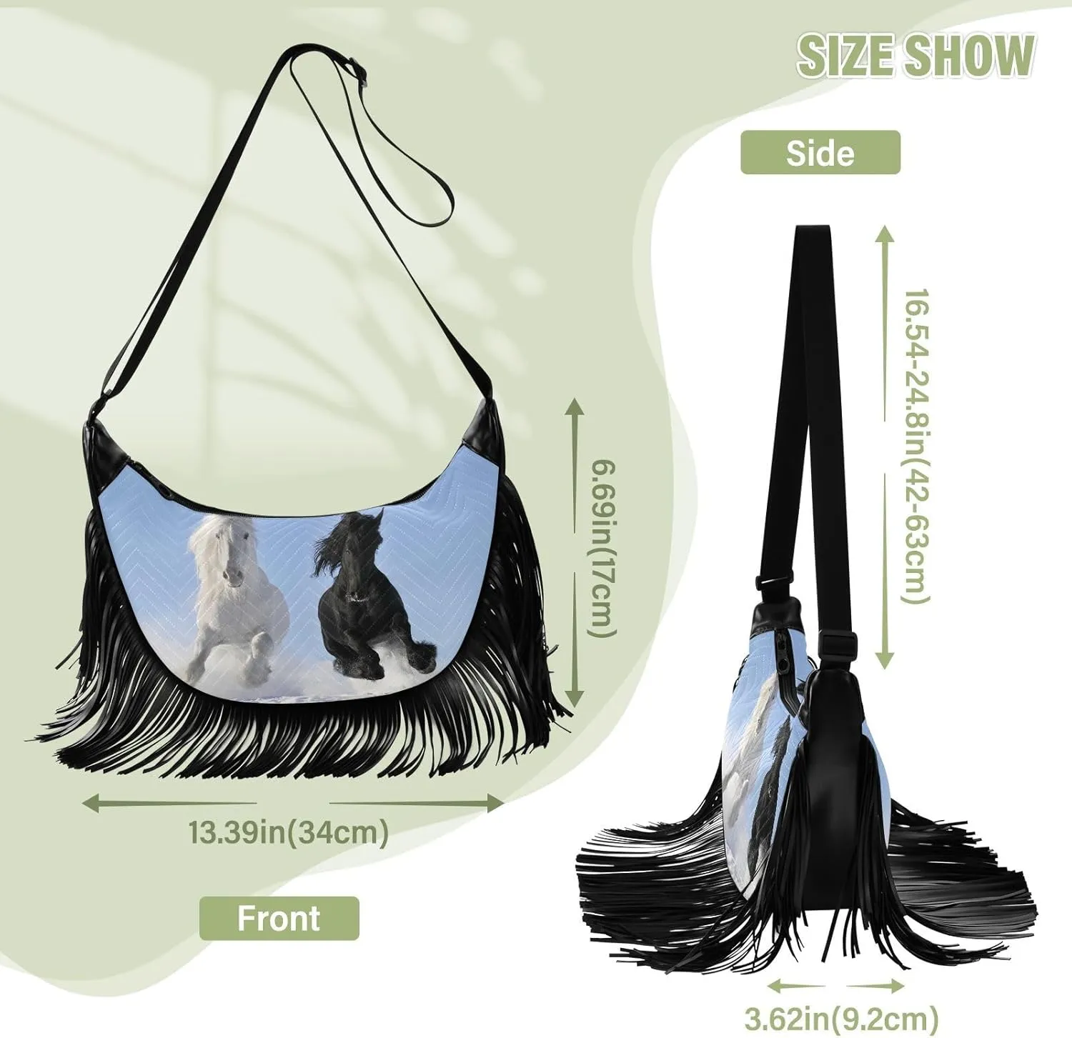 Women's PU Leather Chain Cross Body Bag, Shoulder Handbag Purse with Tassel for Ladies