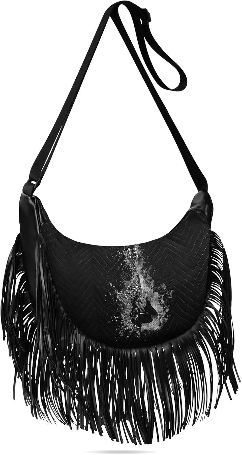 Women's PU Leather Chain Cross Body Bag, Shoulder Handbag Purse with Tassel for Ladies