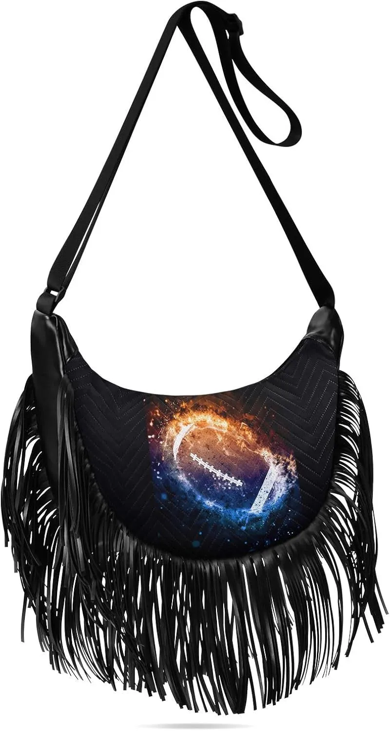 Women's PU Leather Chain Cross Body Bag, Shoulder Handbag Purse with Tassel for Ladies