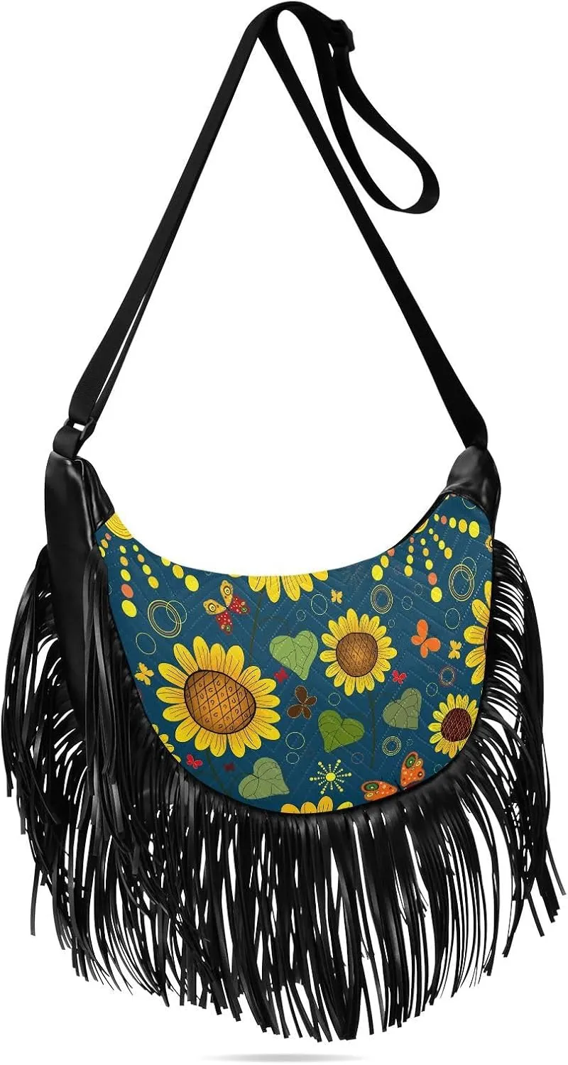 Women's PU Leather Chain Cross Body Bag, Shoulder Handbag Purse with Tassel for Ladies