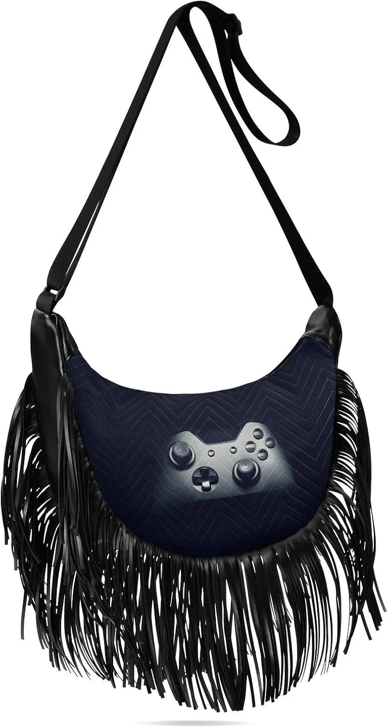 Women's PU Leather Chain Cross Body Bag, Shoulder Handbag Purse with Tassel for Ladies