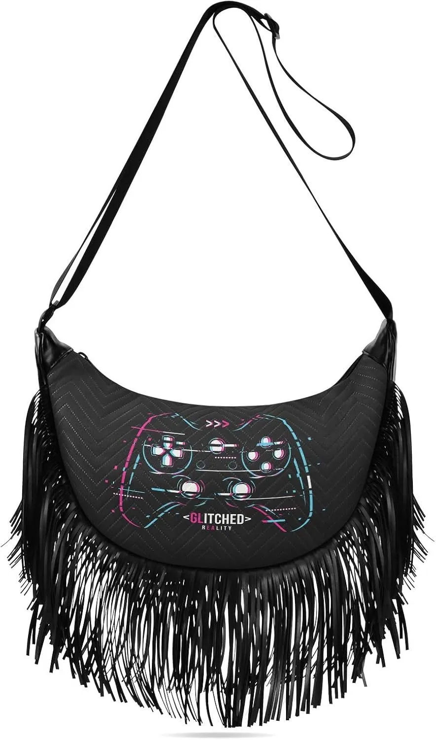 Women's PU Leather Chain Cross Body Bag, Shoulder Handbag Purse with Tassel for Ladies