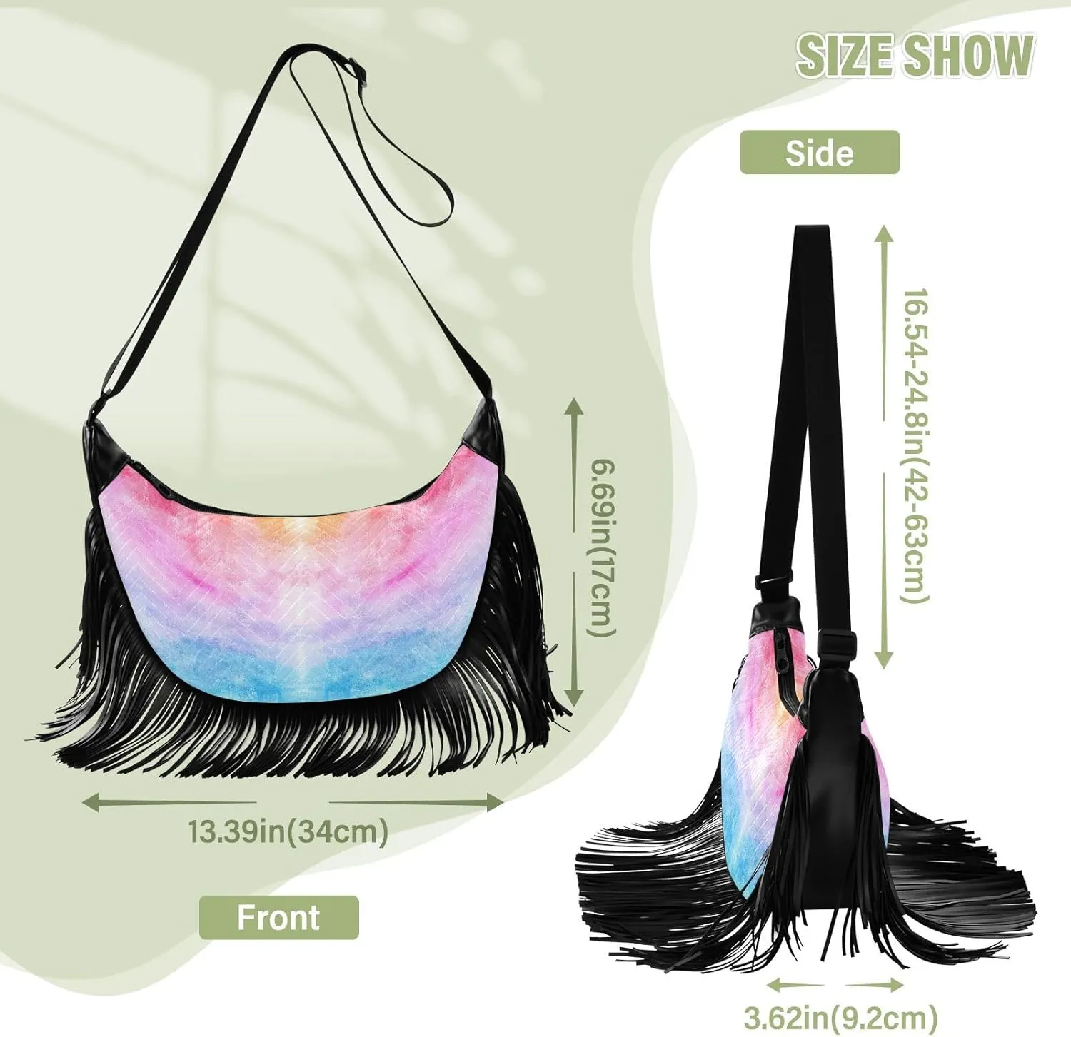 Women's PU Leather Chain Cross Body Bag, Shoulder Handbag Purse with Tassel for Ladies