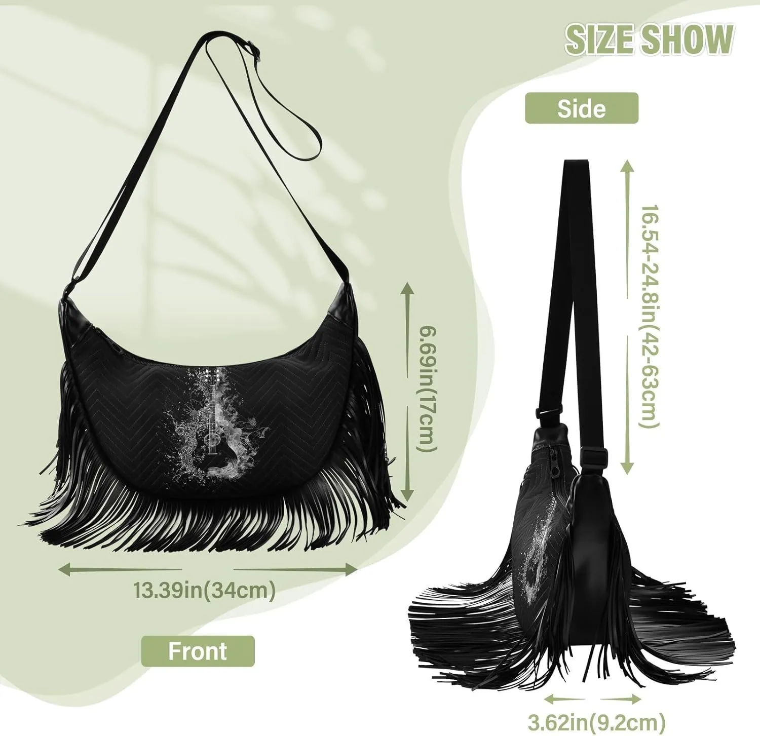 Women's PU Leather Chain Cross Body Bag, Shoulder Handbag Purse with Tassel for Ladies