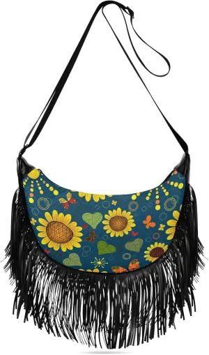 Women's PU Leather Chain Cross Body Bag, Shoulder Handbag Purse with Tassel for Ladies