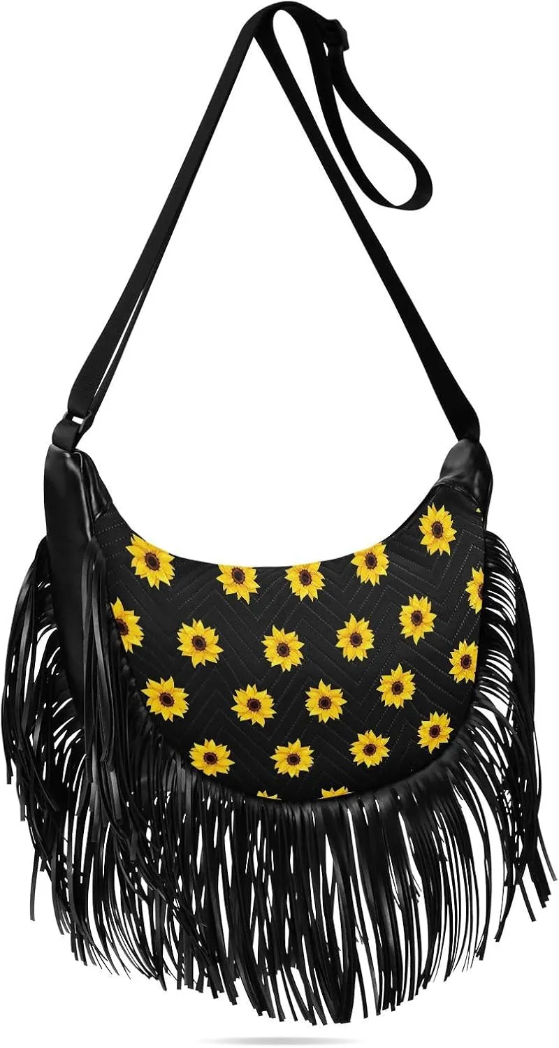 Women's PU Leather Chain Cross Body Bag, Shoulder Handbag Purse with Tassel for Ladies