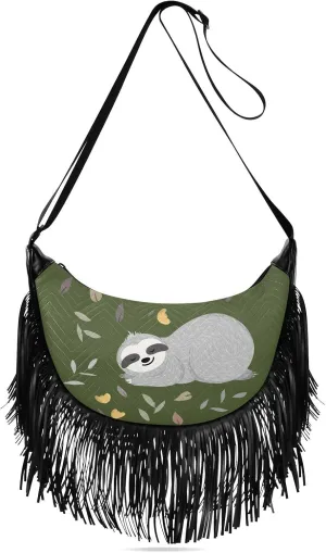 Women's PU Leather Chain Cross Body Bag, Shoulder Handbag Purse with Tassel for Ladies