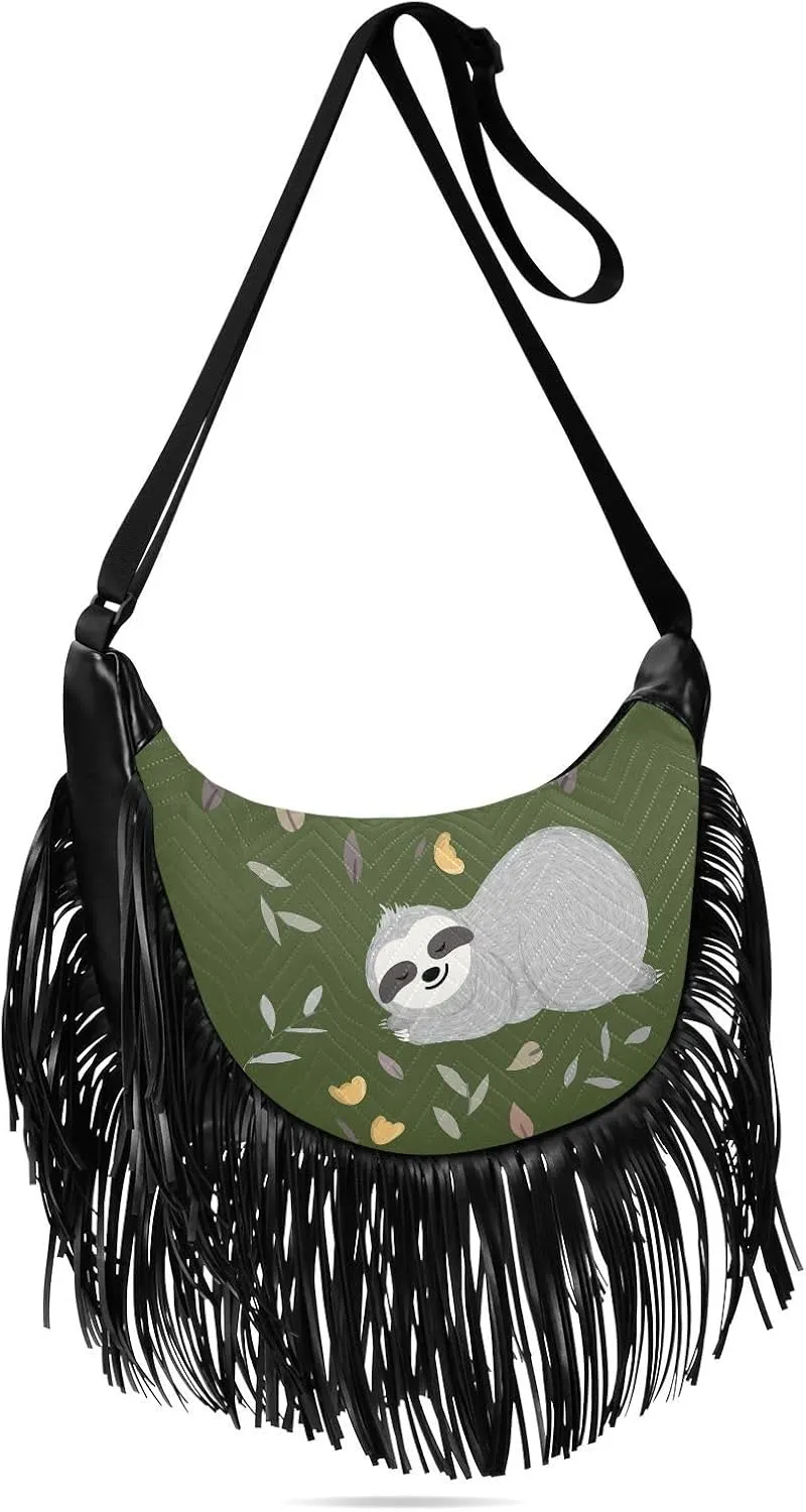 Women's PU Leather Chain Cross Body Bag, Shoulder Handbag Purse with Tassel for Ladies