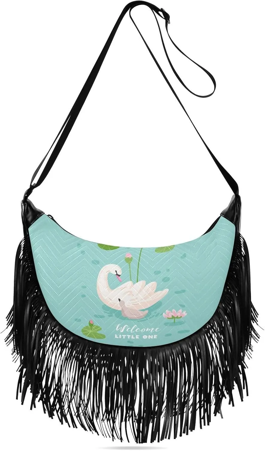 Women's PU Leather Chain Cross Body Bag, Shoulder Handbag Purse with Tassel for Ladies