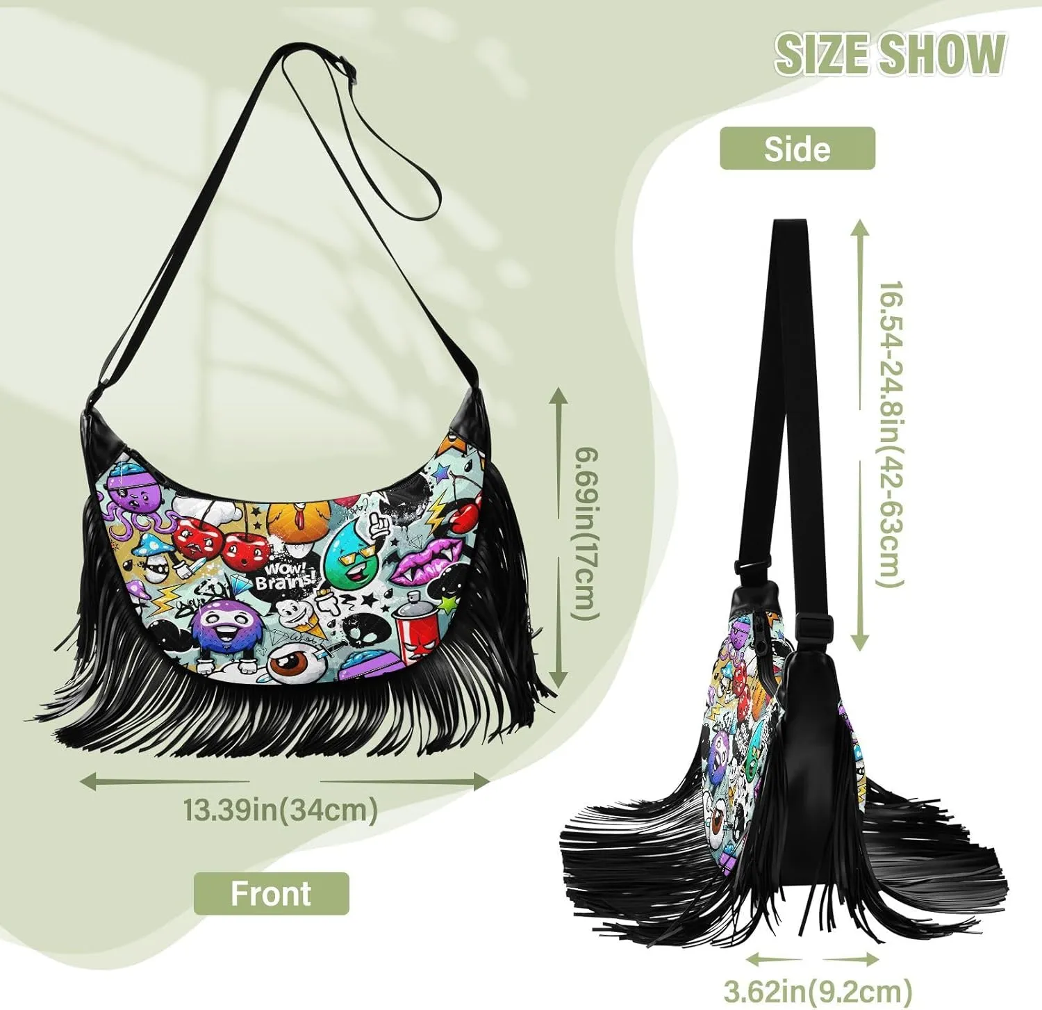 Women's PU Leather Chain Cross Body Bag, Shoulder Handbag Purse with Tassel for Ladies