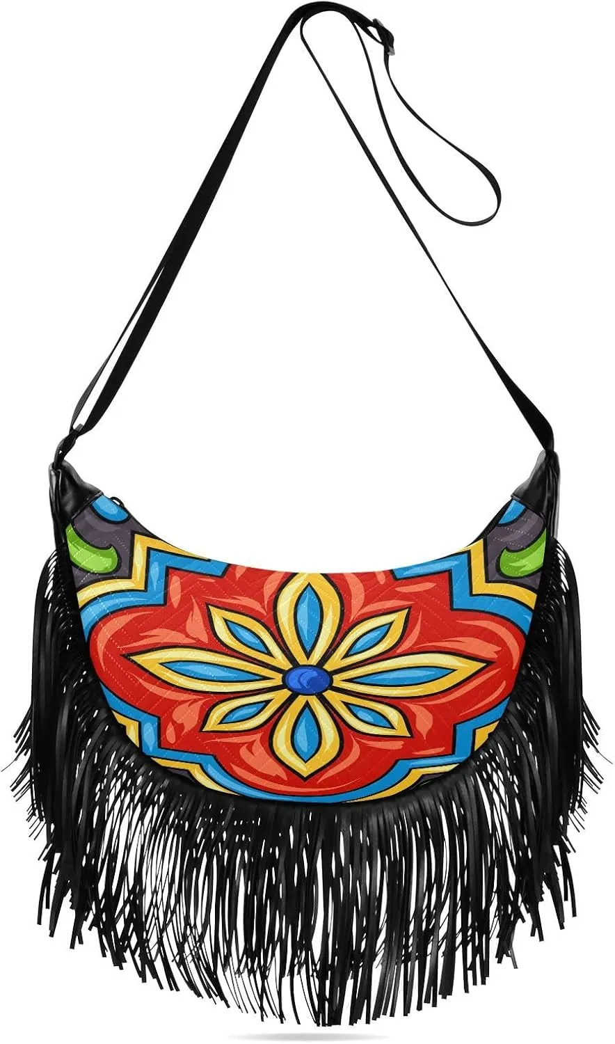 Women's PU Leather Chain Cross Body Bag, Shoulder Handbag Purse with Tassel for Ladies