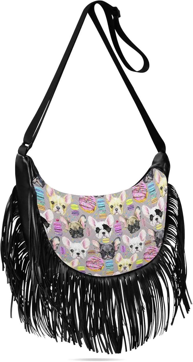 Women's PU Leather Chain Cross Body Bag, Shoulder Handbag Purse with Tassel for Ladies