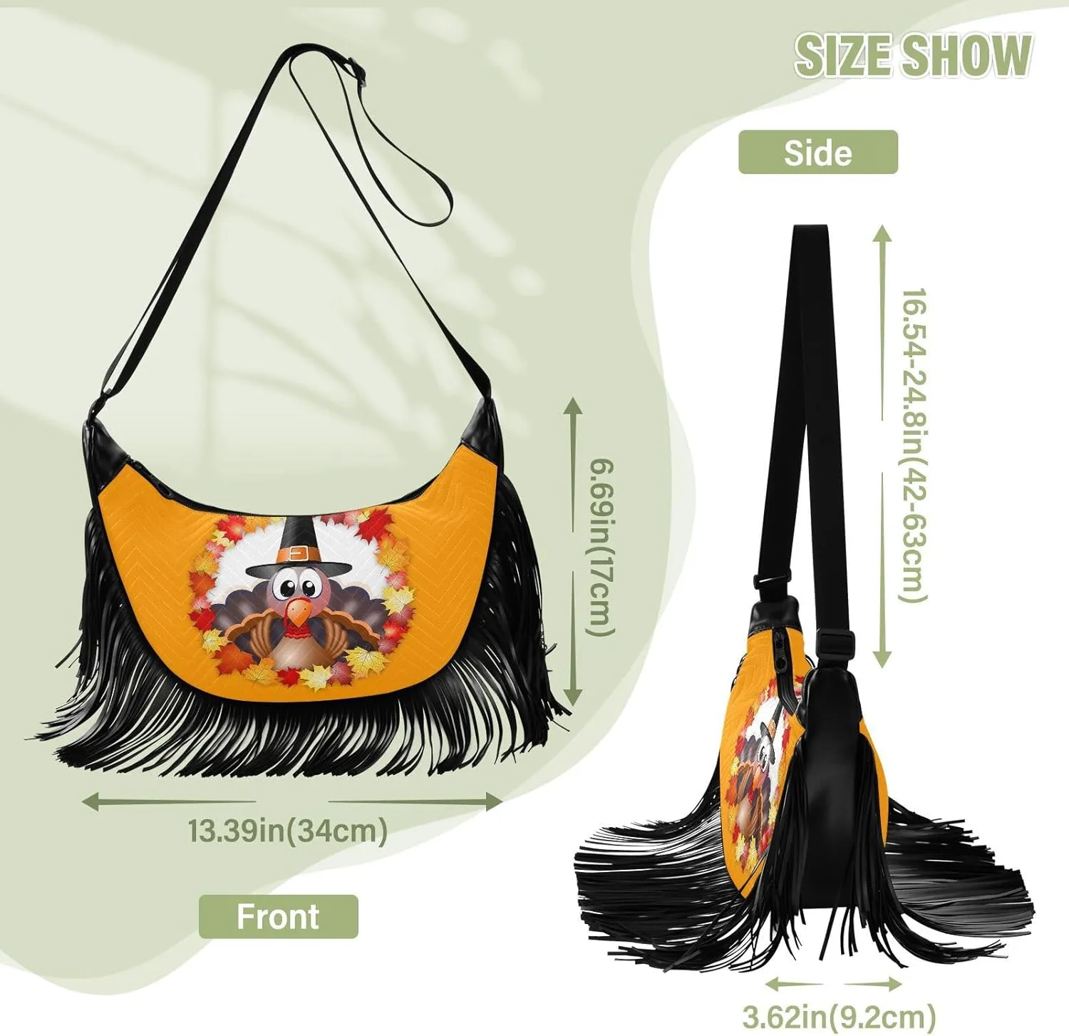 Women's PU Leather Chain Cross Body Bag, Shoulder Handbag Purse with Tassel for Ladies