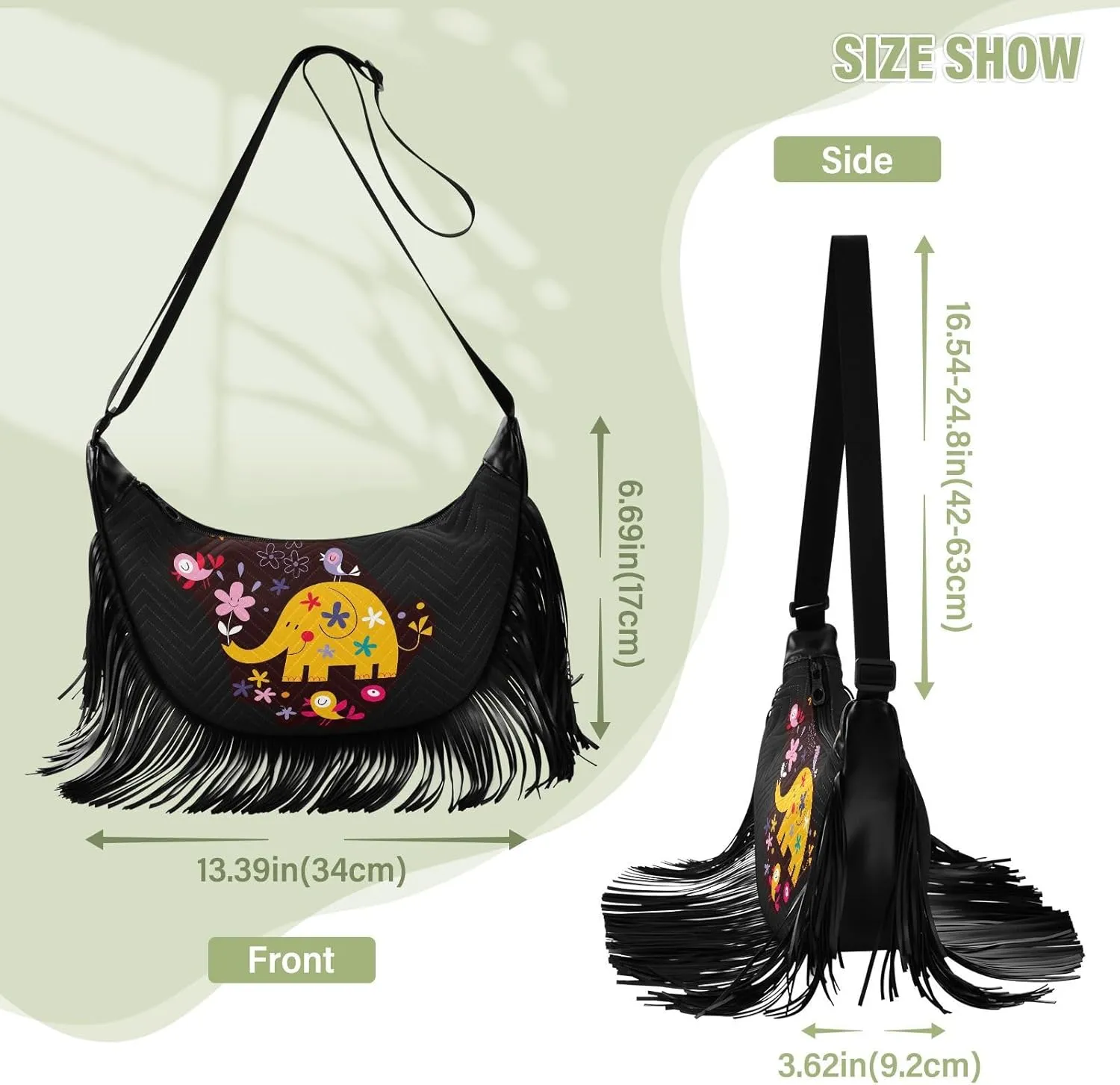 Women's PU Leather Chain Cross Body Bag, Shoulder Handbag Purse with Tassel for Ladies