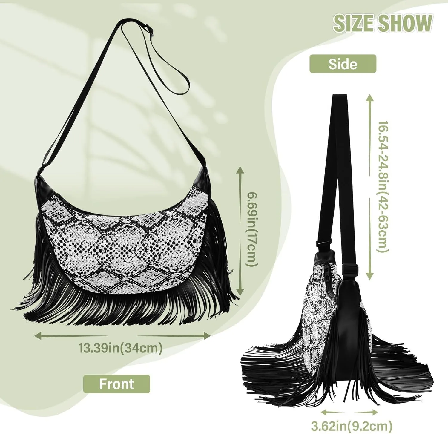 Women's PU Leather Chain Cross Body Bag, Shoulder Handbag Purse with Tassel for Ladies