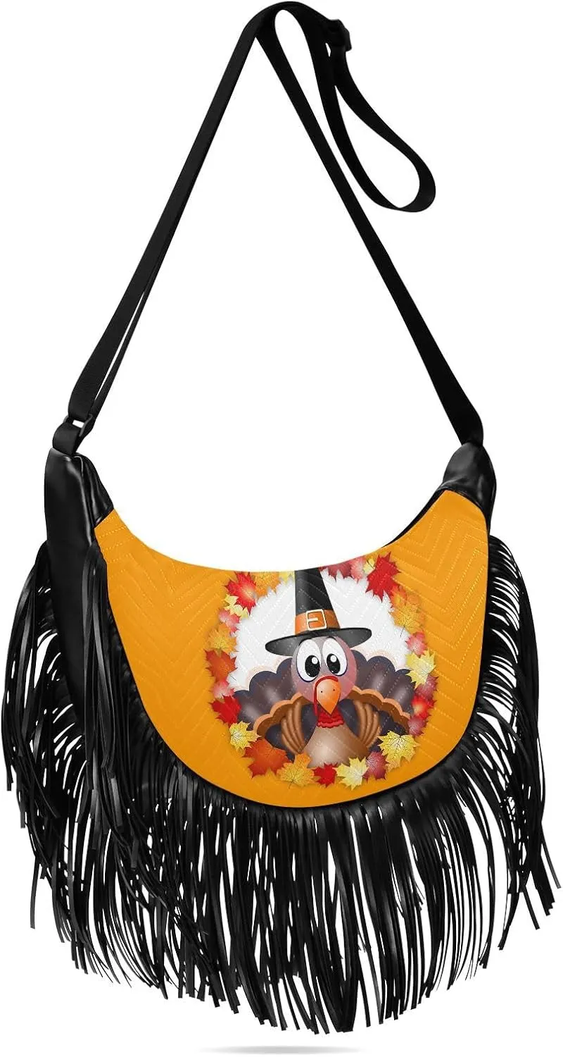Women's PU Leather Chain Cross Body Bag, Shoulder Handbag Purse with Tassel for Ladies