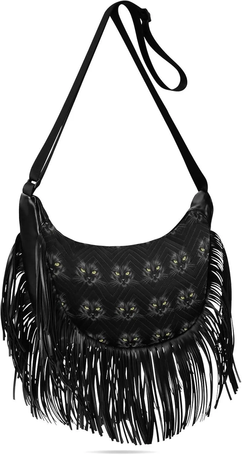 Women's PU Leather Chain Cross Body Bag, Shoulder Handbag Purse with Tassel for Ladies