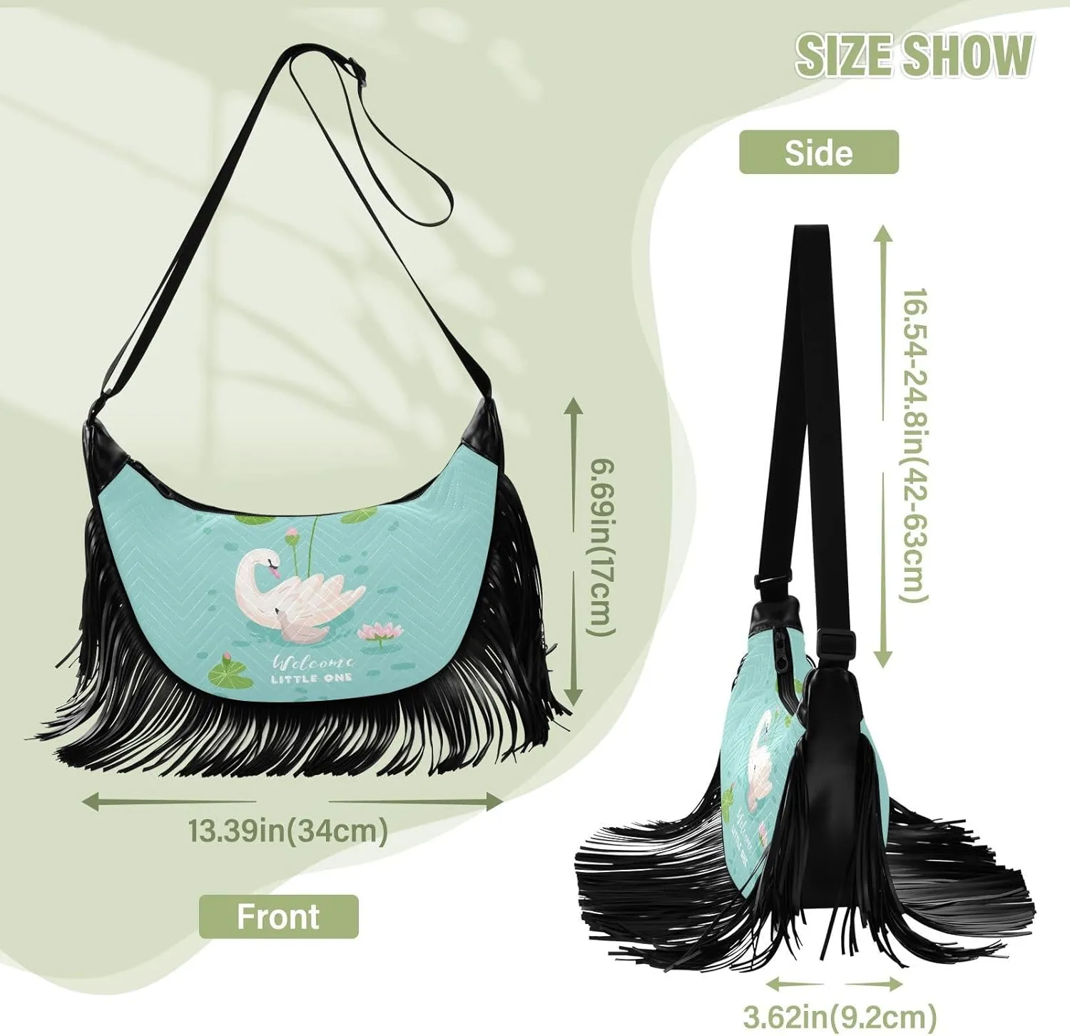 Women's PU Leather Chain Cross Body Bag, Shoulder Handbag Purse with Tassel for Ladies