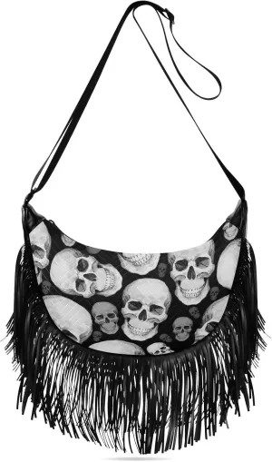 Women's PU Leather Chain Cross Body Bag, Shoulder Handbag Purse with Tassel for Ladies