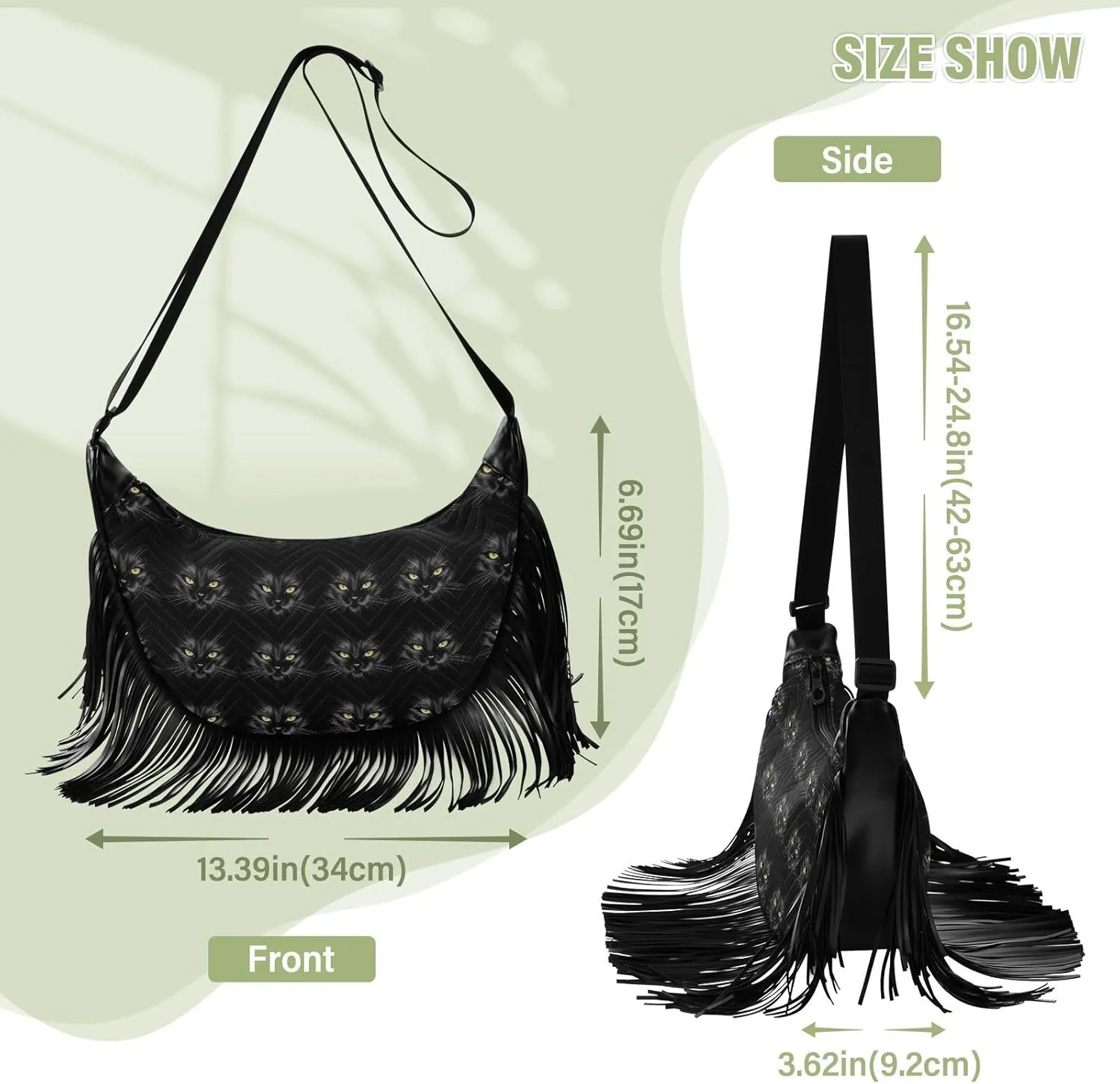 Women's PU Leather Chain Cross Body Bag, Shoulder Handbag Purse with Tassel for Ladies