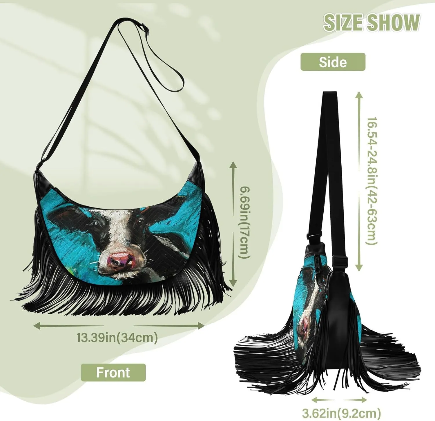 Women's PU Leather Chain Cross Body Bag, Shoulder Handbag Purse with Tassel for Ladies