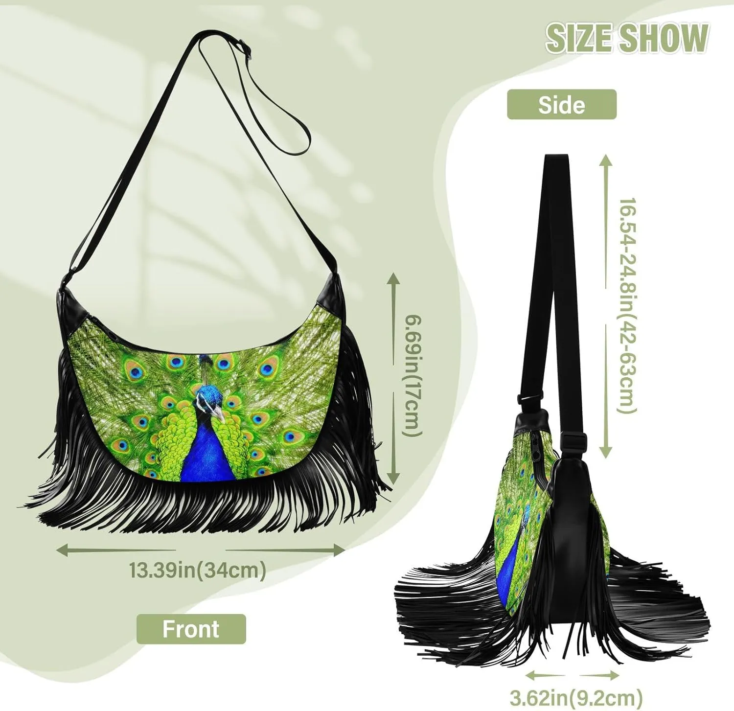 Women's PU Leather Chain Cross Body Bag, Shoulder Handbag Purse with Tassel for Ladies