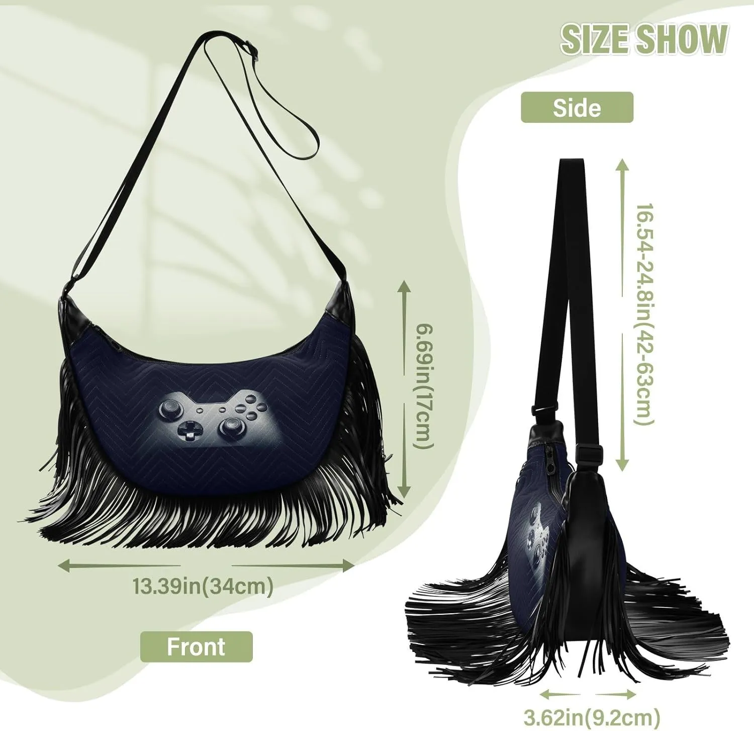 Women's PU Leather Chain Cross Body Bag, Shoulder Handbag Purse with Tassel for Ladies