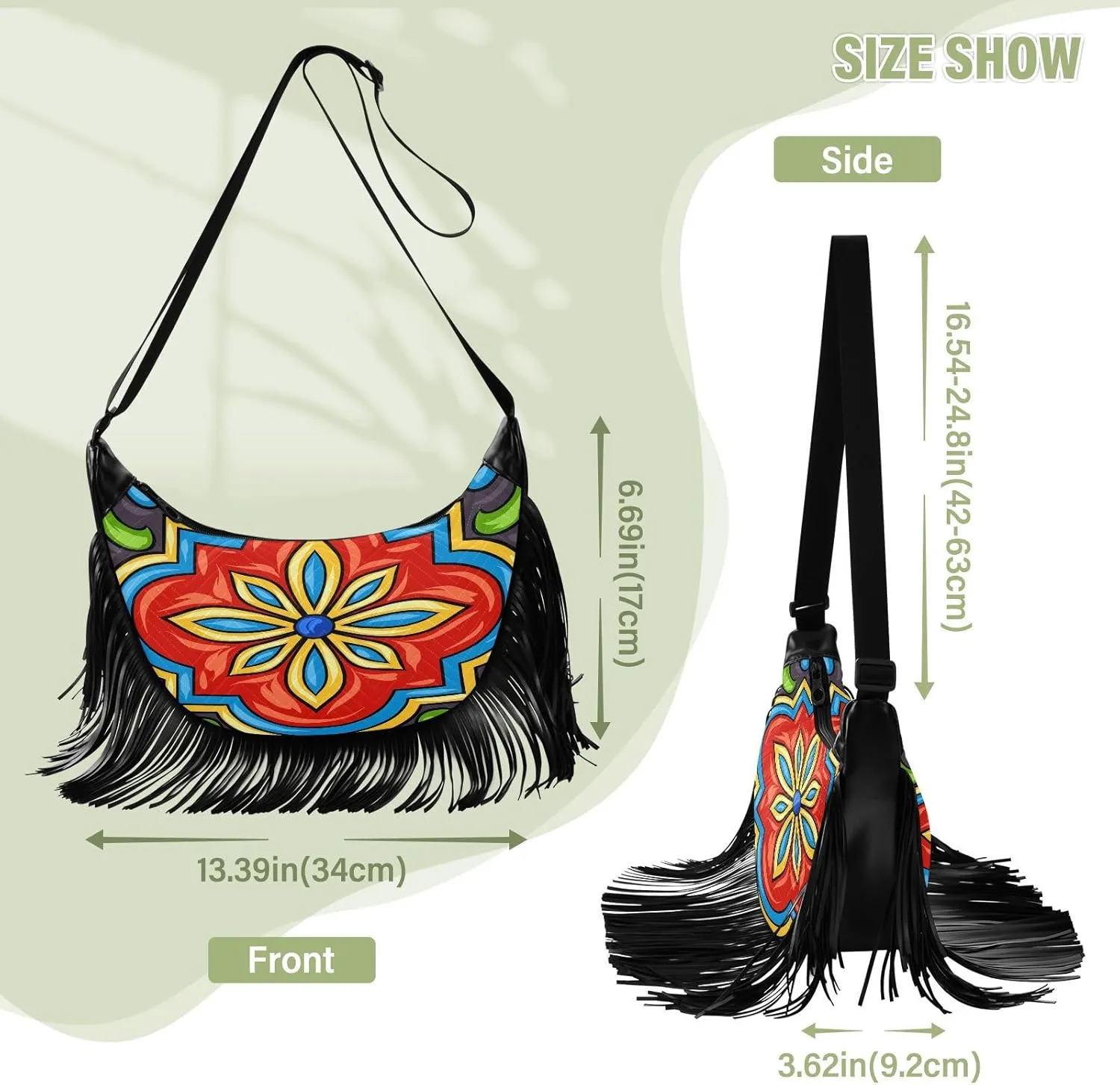 Women's PU Leather Chain Cross Body Bag, Shoulder Handbag Purse with Tassel for Ladies