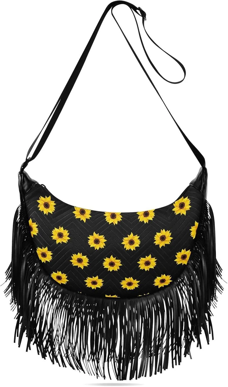 Women's PU Leather Chain Cross Body Bag, Shoulder Handbag Purse with Tassel for Ladies